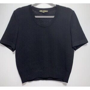 St. John Basics Black Knit Short Sleeve Sweater Top Women's Size M